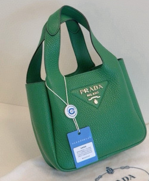 PRADA Flou Mini tote Handbag Green Almost Brand NEW Women