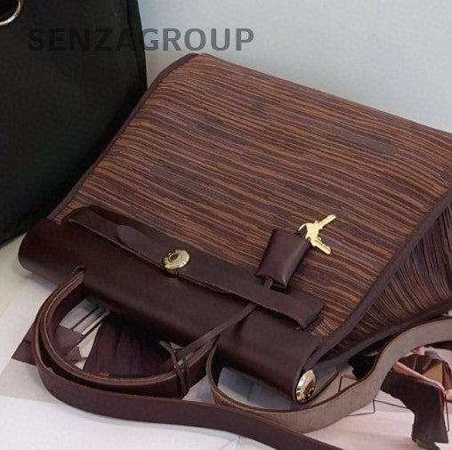 Hermes Herbag31 Vintage Lambskin Top Handle Bag Crossbody Brown Gold Women