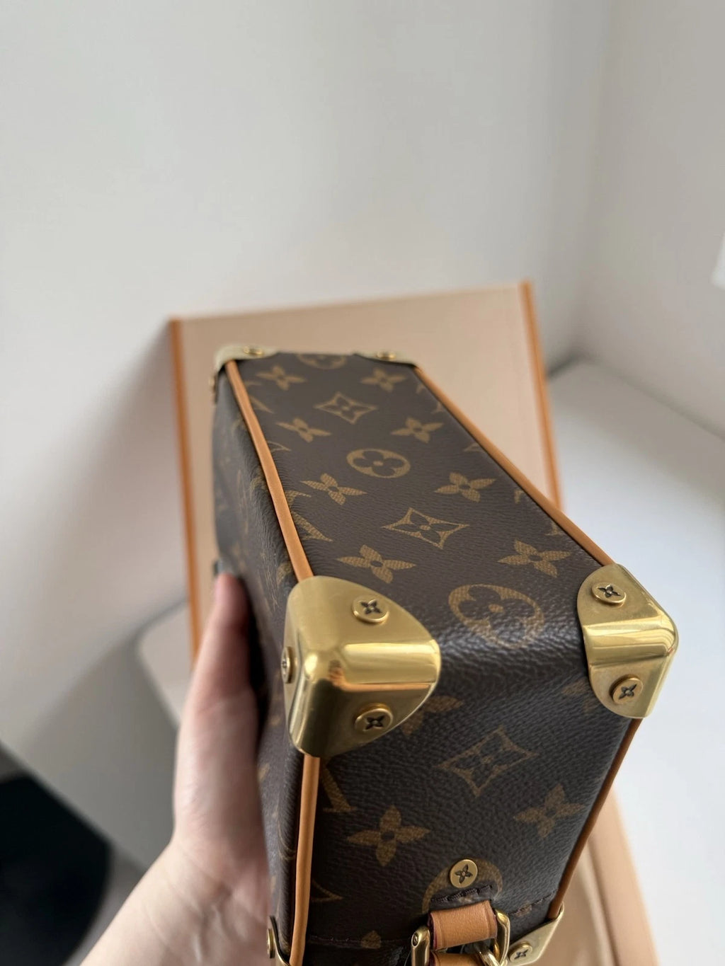 Louis Vuitton Soft Trunk Monogram Canvas Shoulder Bag Crossbody Gold Hardware
