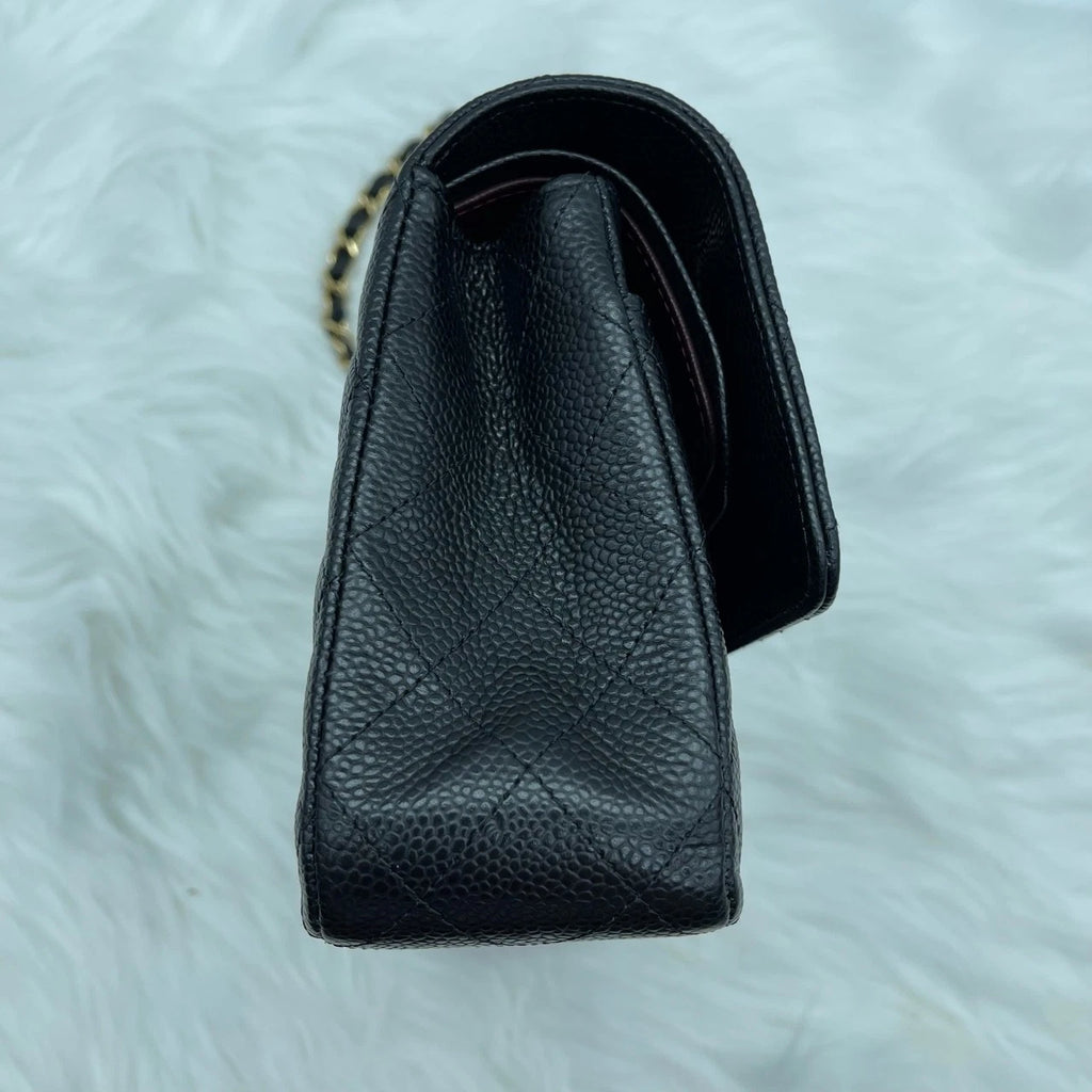 CHANEL Classic CF Black Leather Shoulder Crossbody Bag For Women