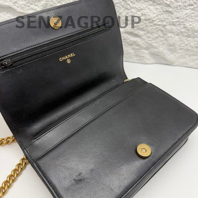 Chanel 23B Le Boy Small Black Caviar WOC Chain Shoulder Crossbody Bag