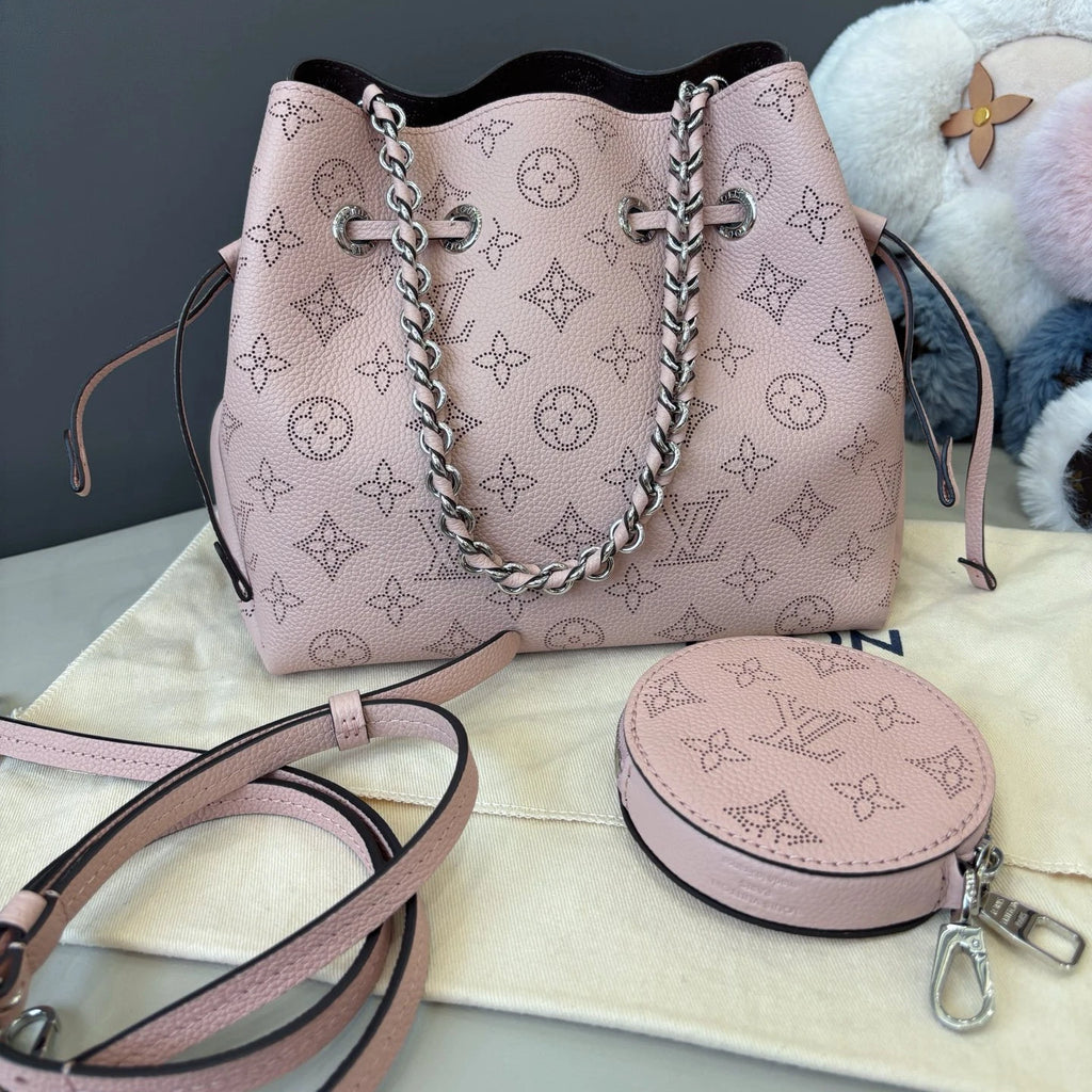 Louis Vuitton Bella Monogram Bucket Chain Shoulder Crossbody Pink Silver