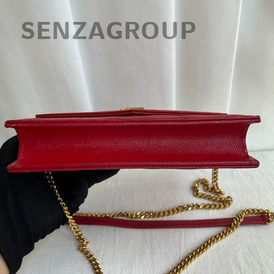 Saint Laurent Small Classic Red Gold Envelope Chain Shoulder Crossbody Bag