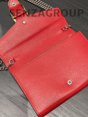 Gucci Dionysus Mini WOC Chain Crossbody Bag Red Silver Hardware Women's