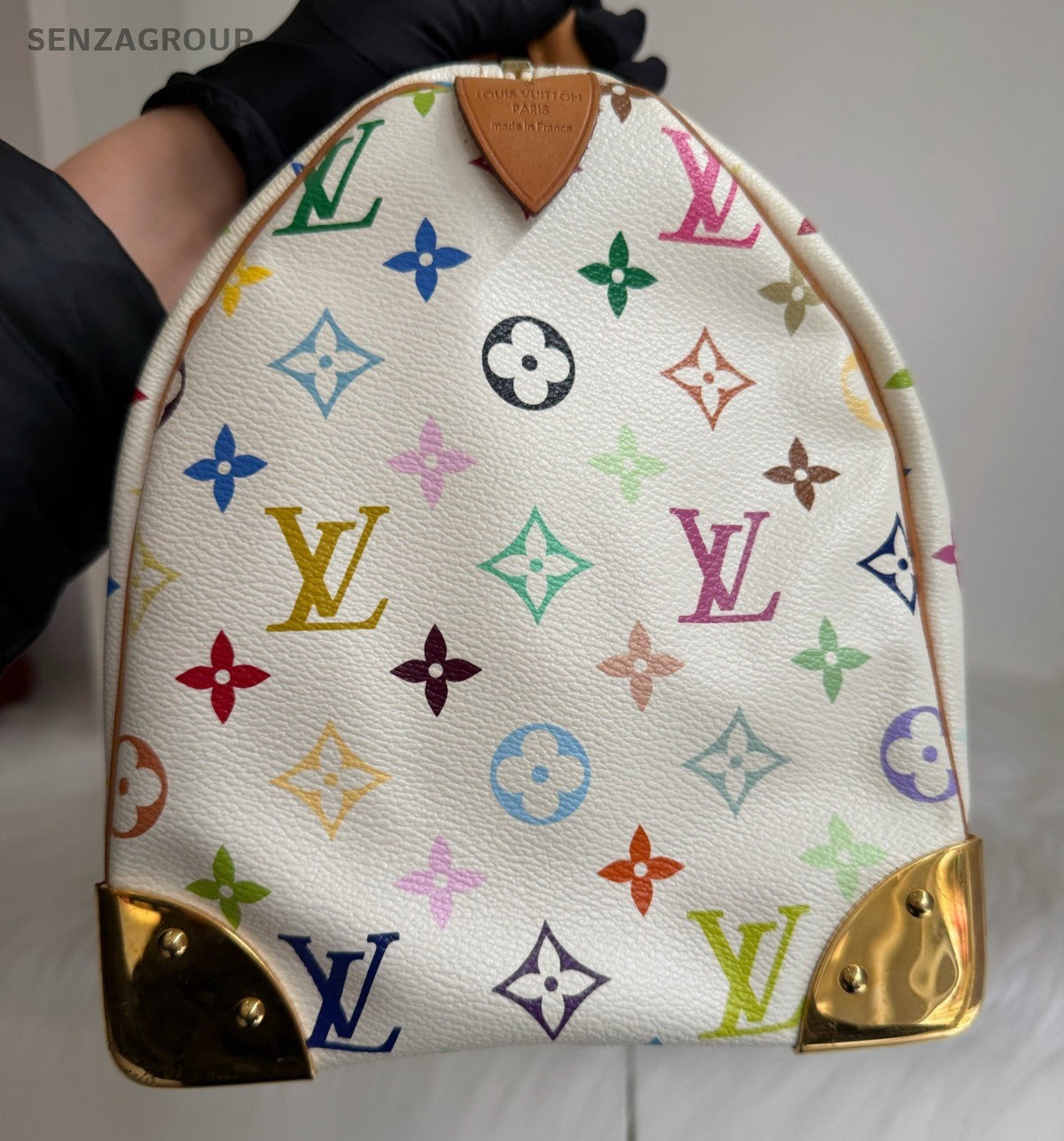 Louis Vuitton Speedy30 Monogram White Multicolor Top Handle Bag Women Classic