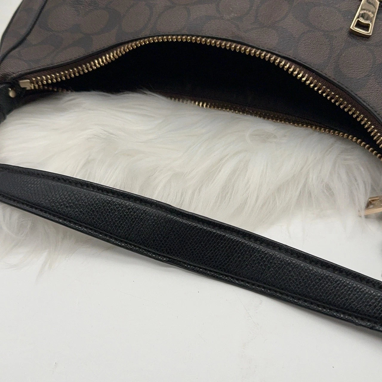 Coach Dark Brown Crescent Shoulder Handbag For Women