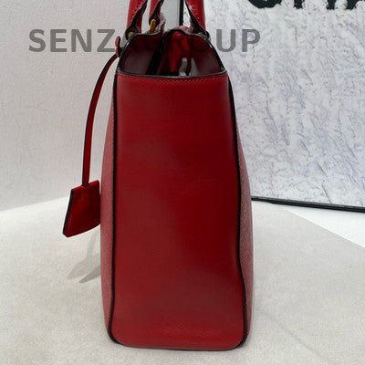 Prada Red Gold Buckle 2Way Handbag Shoulder Bag Classic Fashion Women