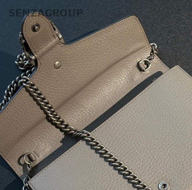 Gucci WOC Calfskin Chain 2Way Shoulder Bag Crossbody Gray Silver Women Classic