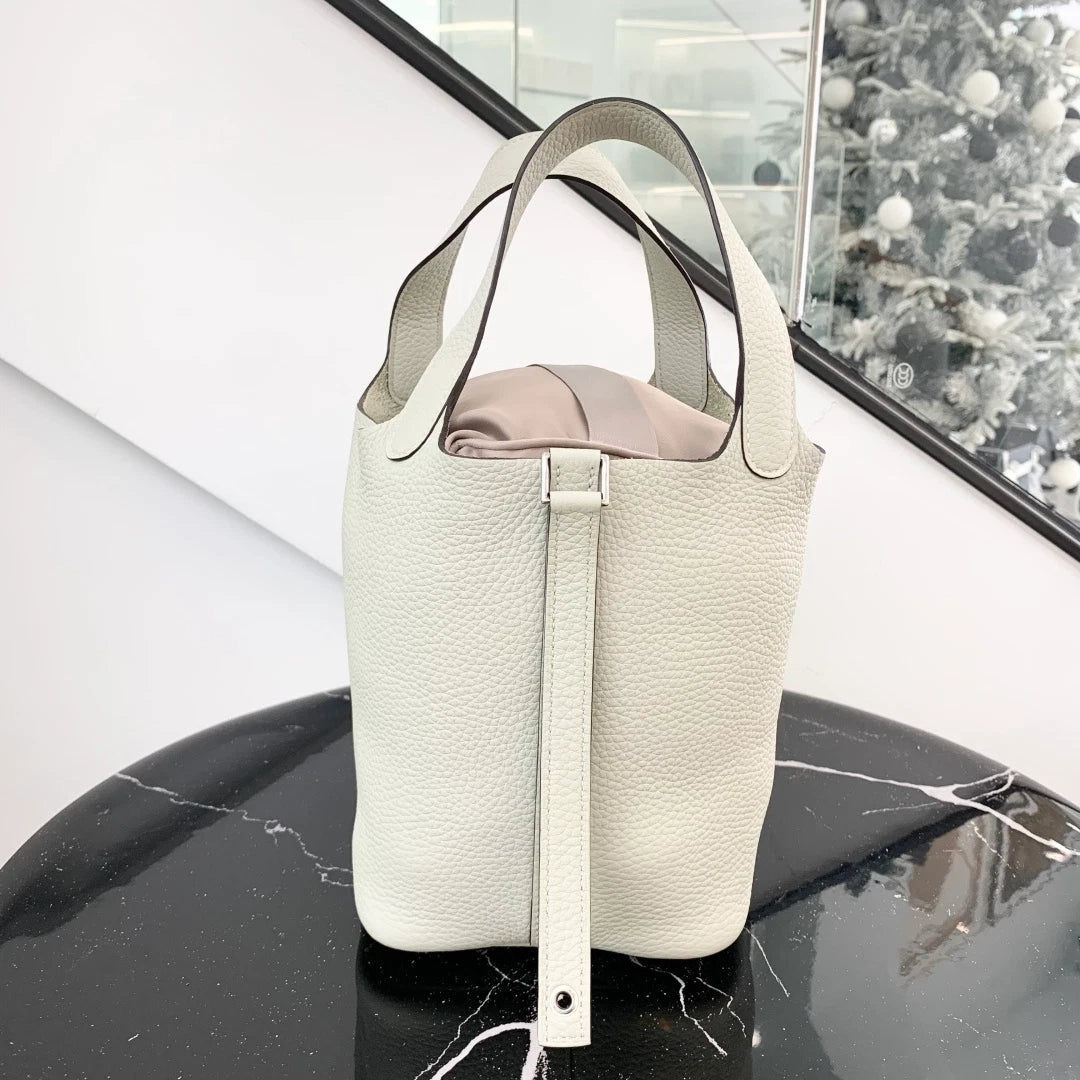 Hermes Picotin 18 Bucket Top Handle Bag Gray Women Classic S