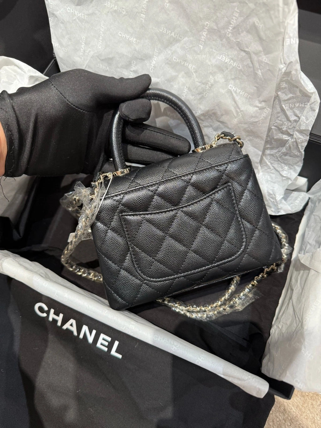 New CHANEL Calfskin Coco Handle Nano Top Handle Bag For Women