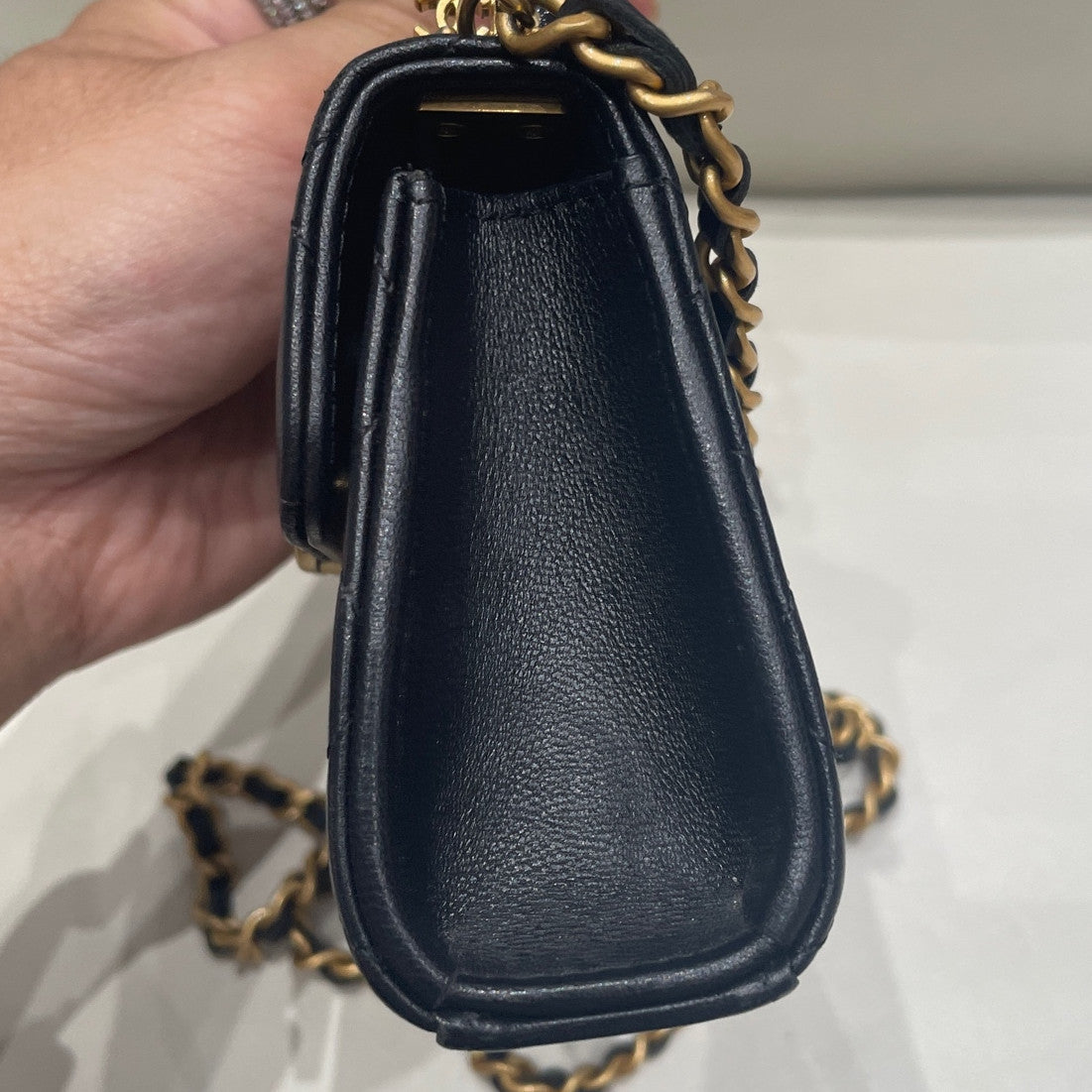 Chanel Coco Mini Black Gold Quilted Chain Shoulder Bag - Women's Fashion