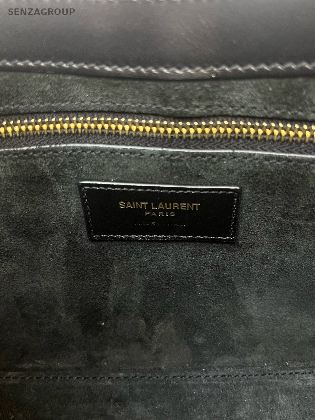 Saint Laurent Calfskin Hobo Shoulder Bag Black Gold Used Women Classic