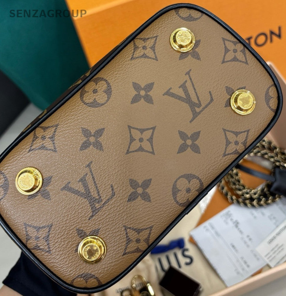 Louis Vuitton Vanity Monogram Chain Shoulder Bag Crossbody Brown Gold Women