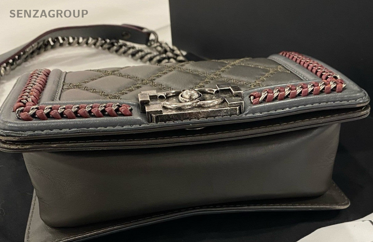Chanel Leboy PM Chain Shoulder Bag Crossbody Black Silver Women Classic