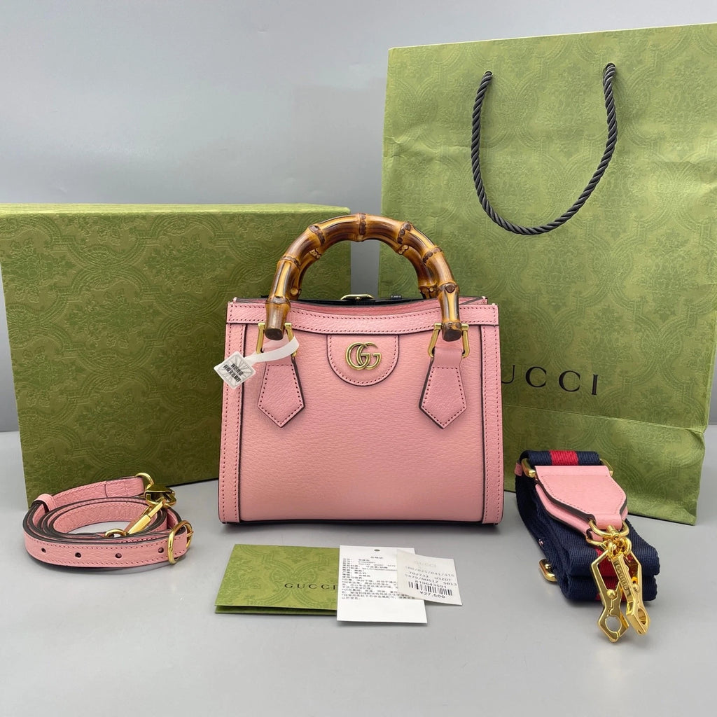 GUCCI Leather Diana Bamboo Mini Top Handle Bag For Women