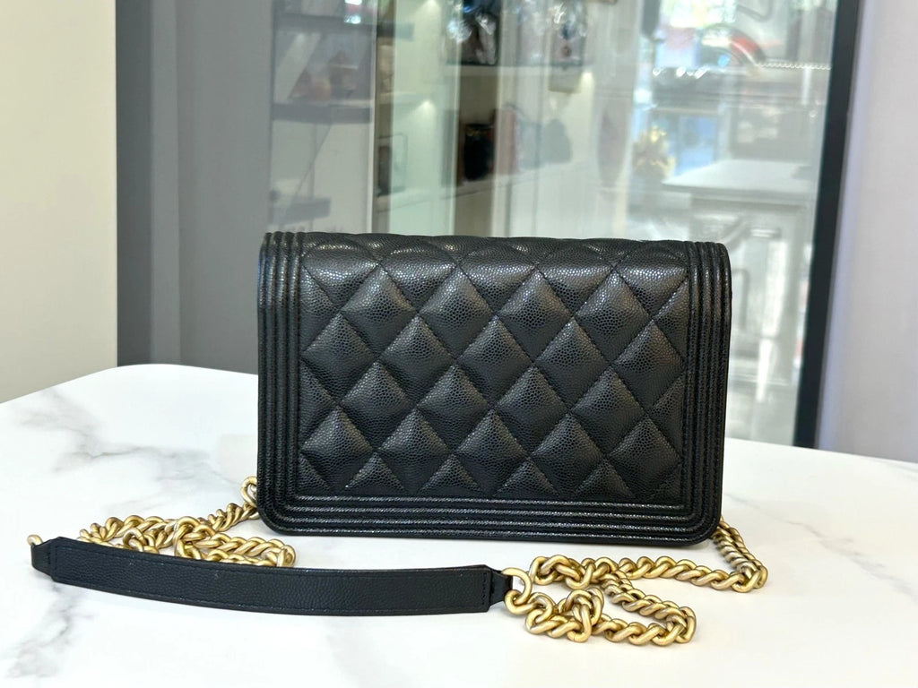 CHANEL Leboy Black Gold WOC Crossbody Bag For Women