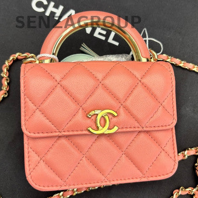 Chanel Pink Quilted Mini Flap Bag with Gold Hardware, Shoulder & Crossbody