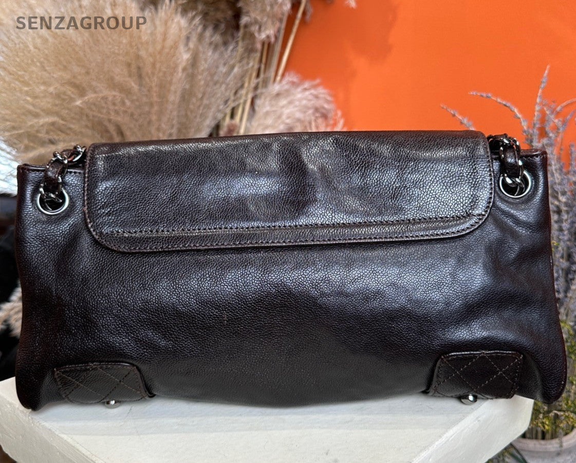 Chanel Pocket Boy Bag Chain Shoulder Bag Black Silver Used Women Classic