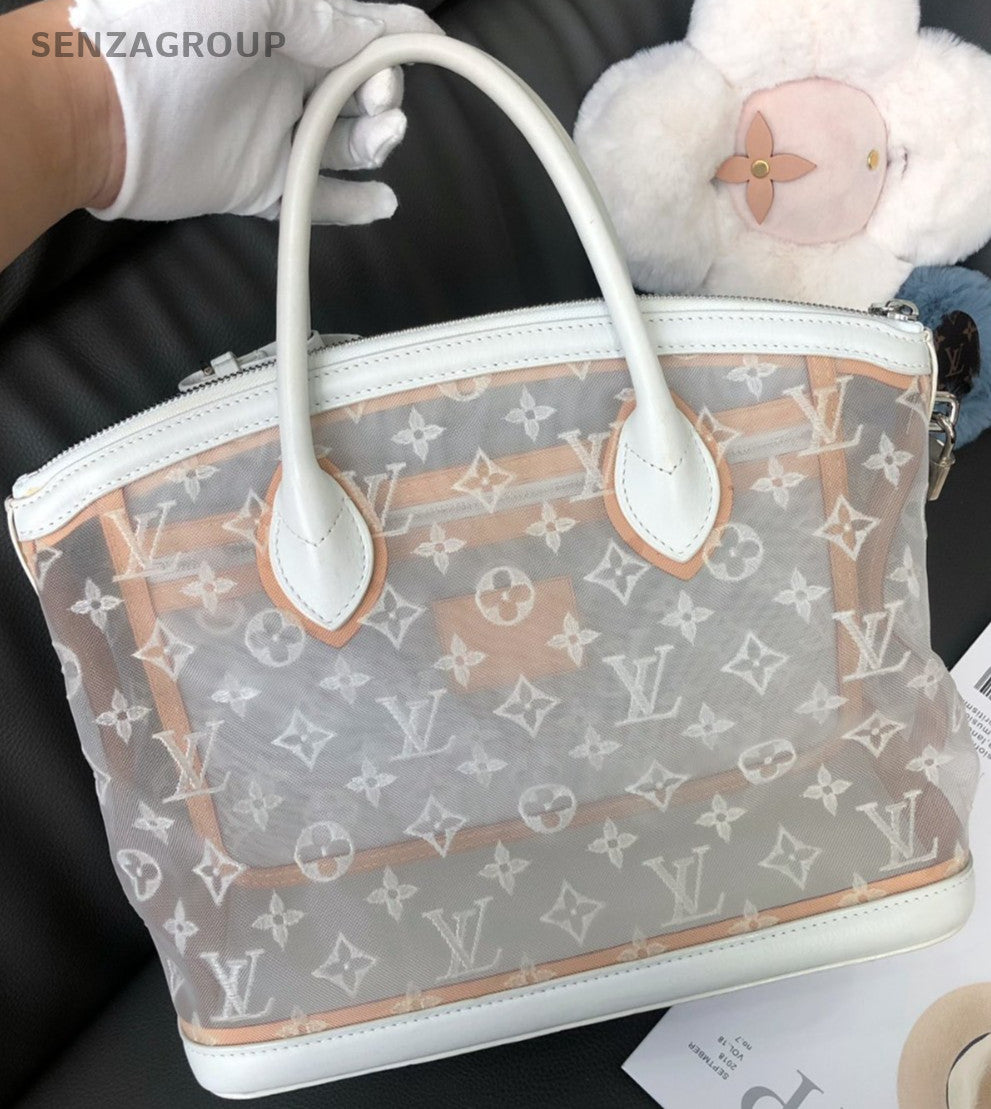 Louis Vuitton Lockit Lace and transparent Top Handle Handbag Women White