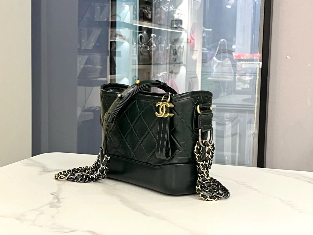 CHANEL Gabrielle Small Green Chain Shoulder Crossbody Women