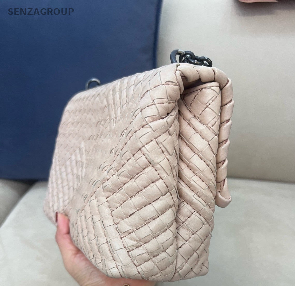 Bottega Veneta Embroidery Lambskin Chain Shoulder bag Apricot color Women