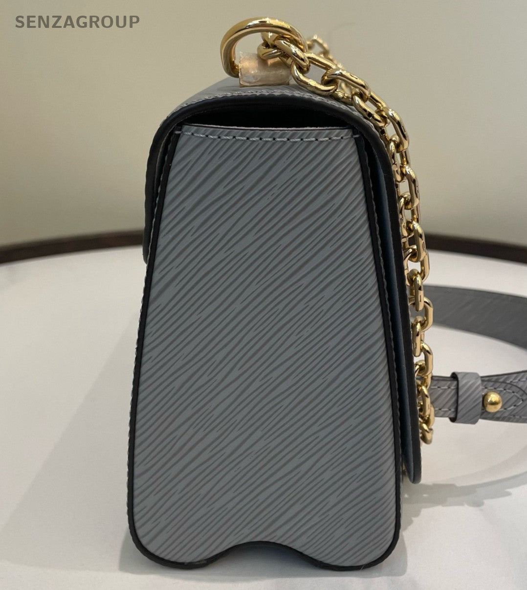 Louis Vuitton Twist MM Epi Chain Shoulder Bag Gray Gold Women Classic Fashion