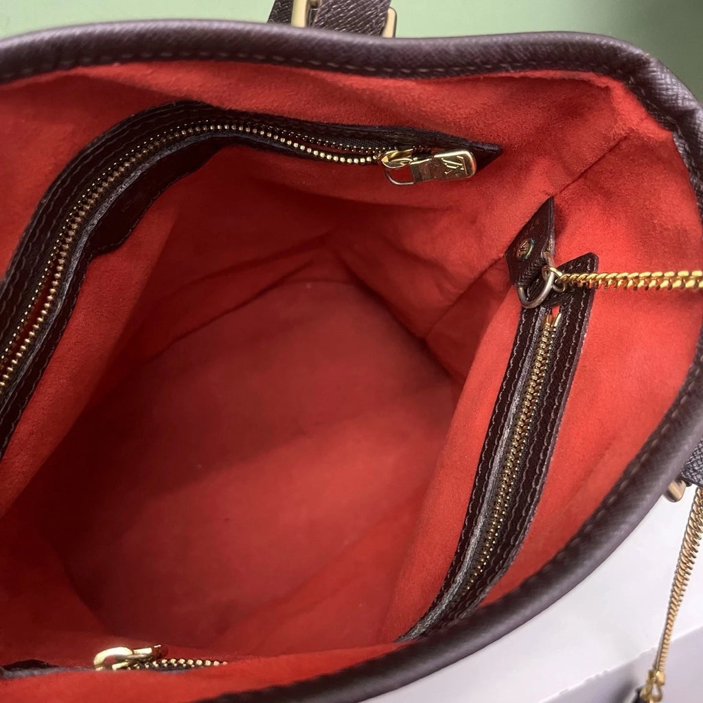 Louis Vuitton Damier Ebene Bucket Brown Shoulder Bag Women Classic