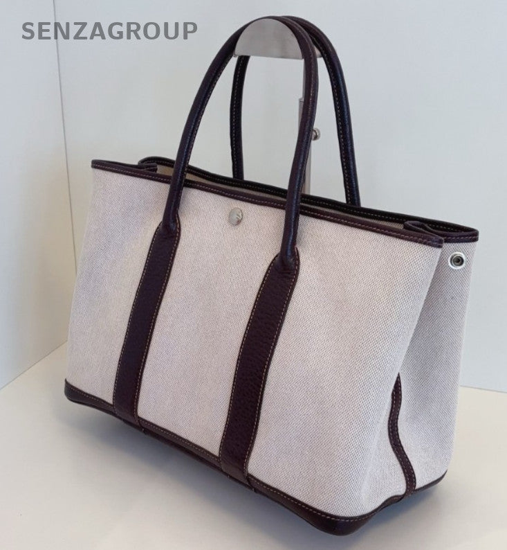 Hermes Garden Party36 Top Handle Bag Beige Brown Silver Used Women Classic
