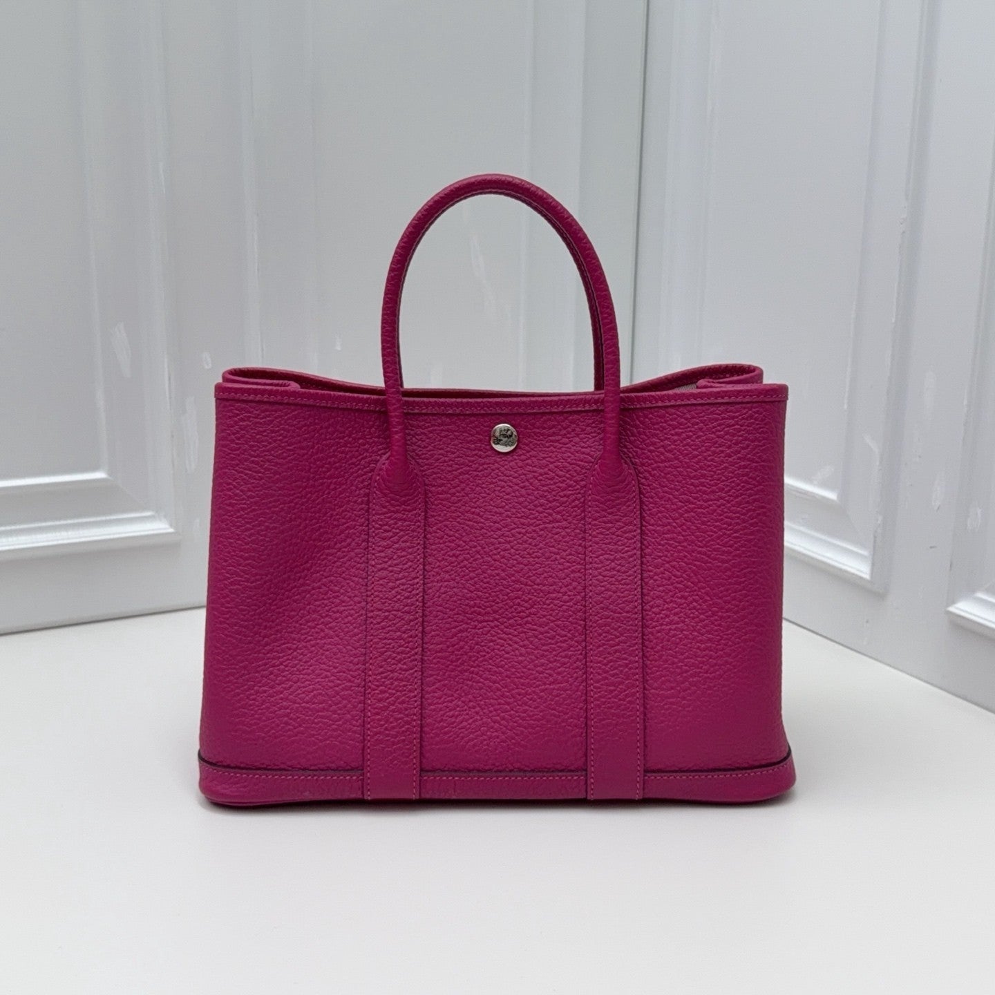 Hermes Garden Party30 Top Handle Bag Purple Silver Used Women Classic