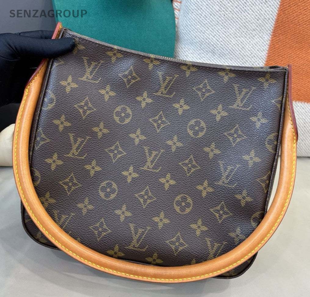 Louis Vuitton Looping Monogram Shoulder Bag Brown Gold Women Classic