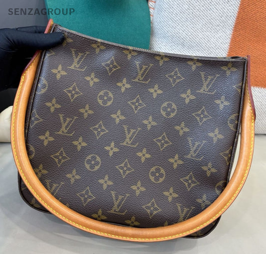Louis Vuitton Looping Monogram Shoulder Bag Brown Gold Women Classic