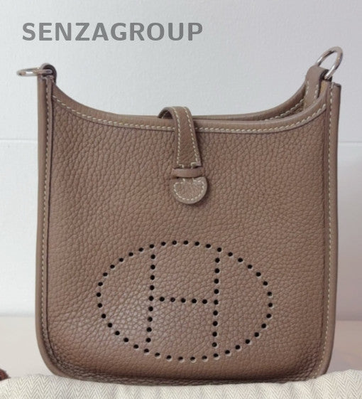 Hermes Evelyne TPM Mini Shoulder Bag Gray Silver Used Women Classic Designer