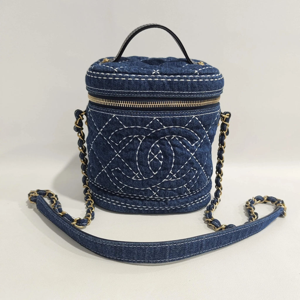 CHANEL Denim Topstitch Bucket Bag For Women