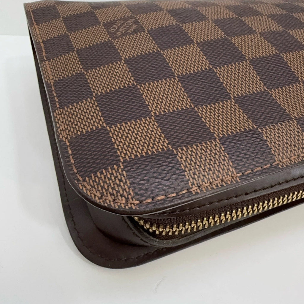 Louis Vuitton Damier Logo Patch Clutch With Extendable Handle For Women