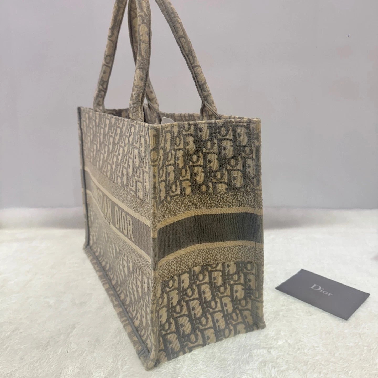 Dior Women's Canvas Grey Monogram Medium Tote Bag Chip Version