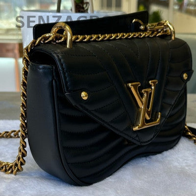 Louis Vuitton Pochette Accessoires Black Gold Chain Crossbody Bag