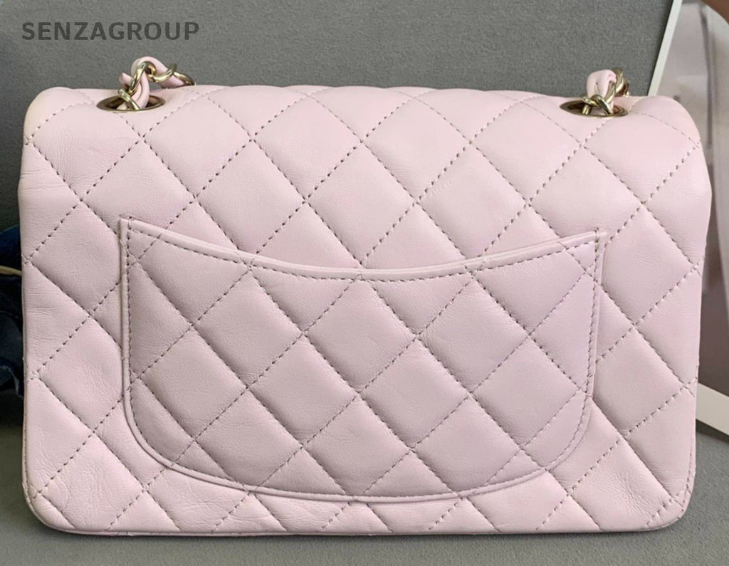 Chanel Classic Flap Lambskin Mini Chain Shoulder Bag Pink Gold Women Designer