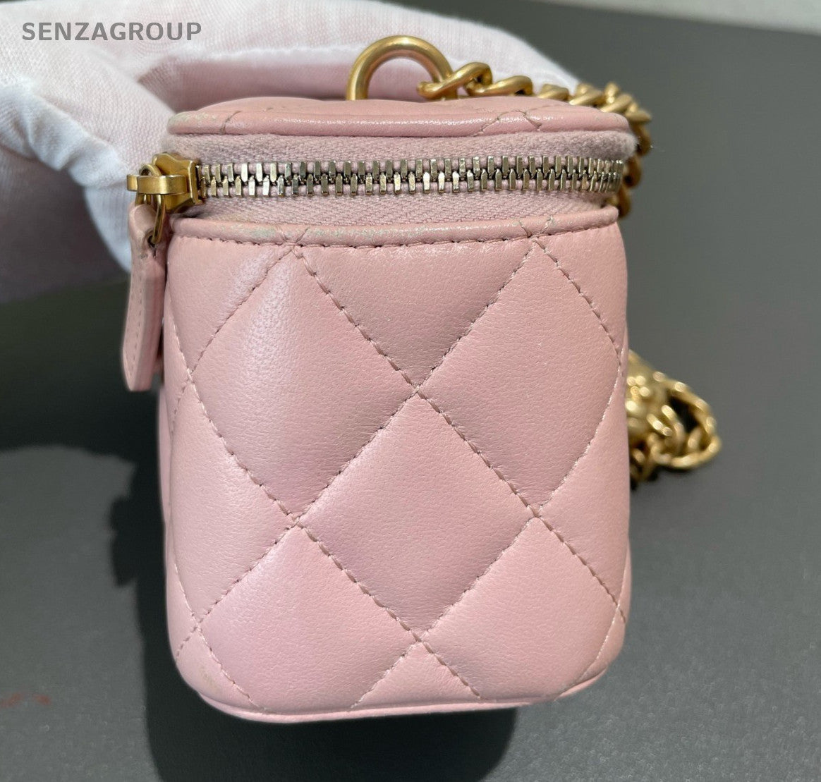 Chanel Vanity Case Mini Chain Shoulder Bag Crossbody Pink Gold Women Fashion