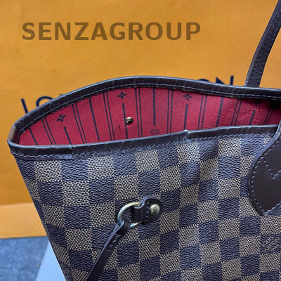 Louis Vuitton Damier Ebene Neverfull Tote Bag Brown Shoulder Bag Women Classic