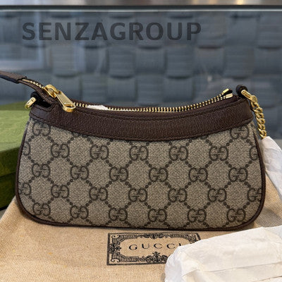 Gucci GG Marmont Mini Chain Shoulder Bag Brown Gold Hardware Classic Women