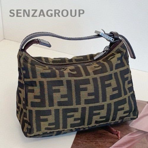 Fendi Hobo Vintage Top Handle Bag Brown Black Used Women Classic Designer