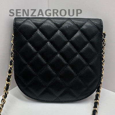 Chanel Black Caviar Leather WOC Saddle Bag Chain Strap Classic Women
