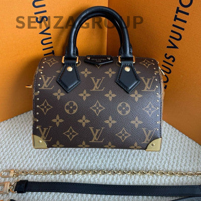 Louis Vuitton Speedy 20 Trunk Monogram Brown Handbag Chain Strap Classic