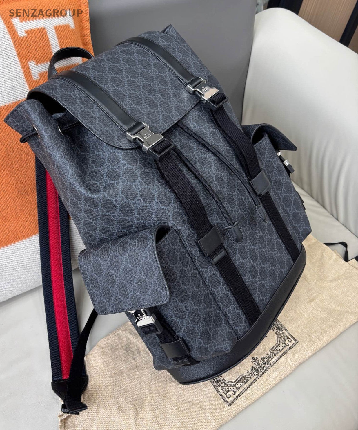 GUCCI Backpack Black Monogram Top Handle Shoulder bag