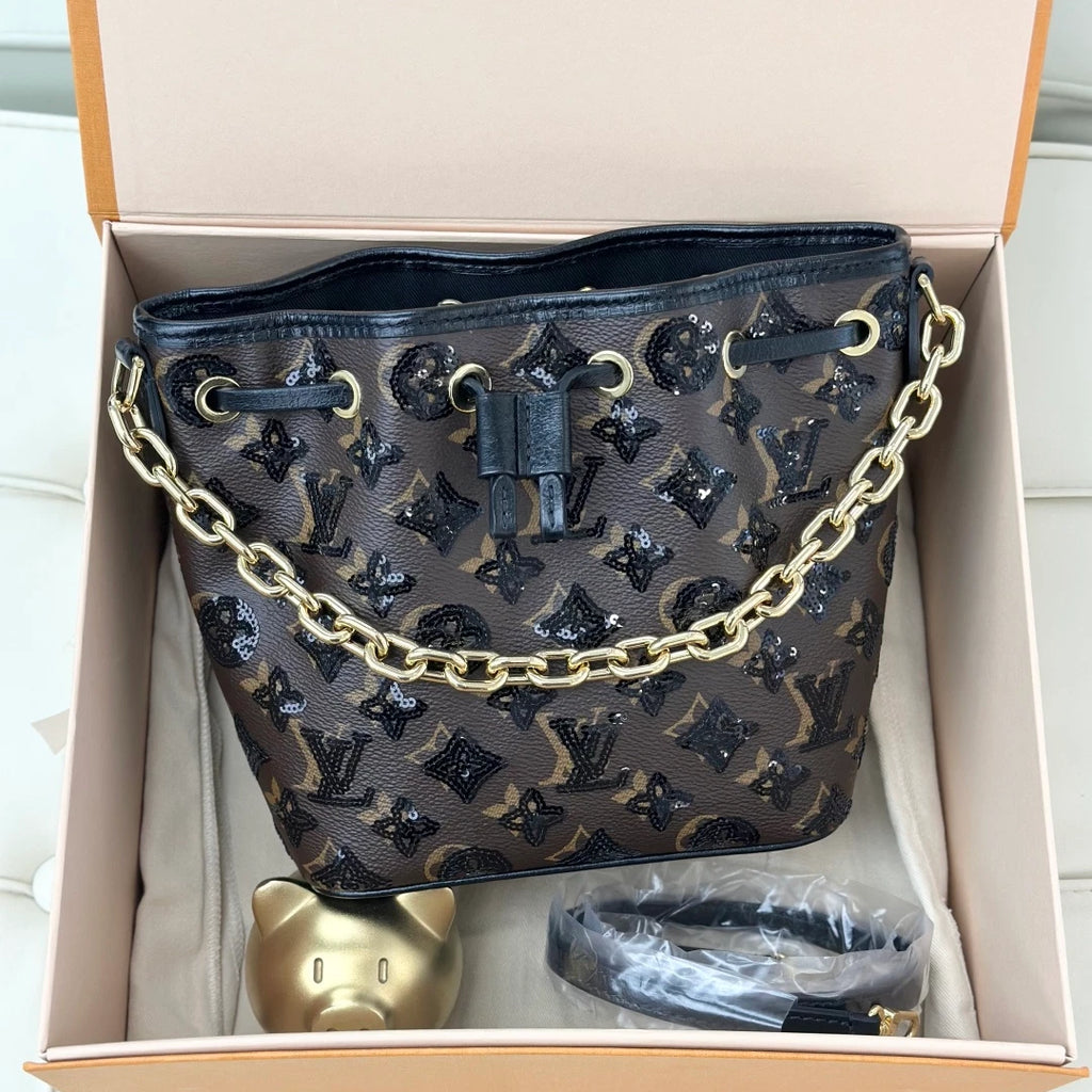 Louis Vuitton Ski Noe BB Bucket Monogram Calfskin Crossbody Bag Women S