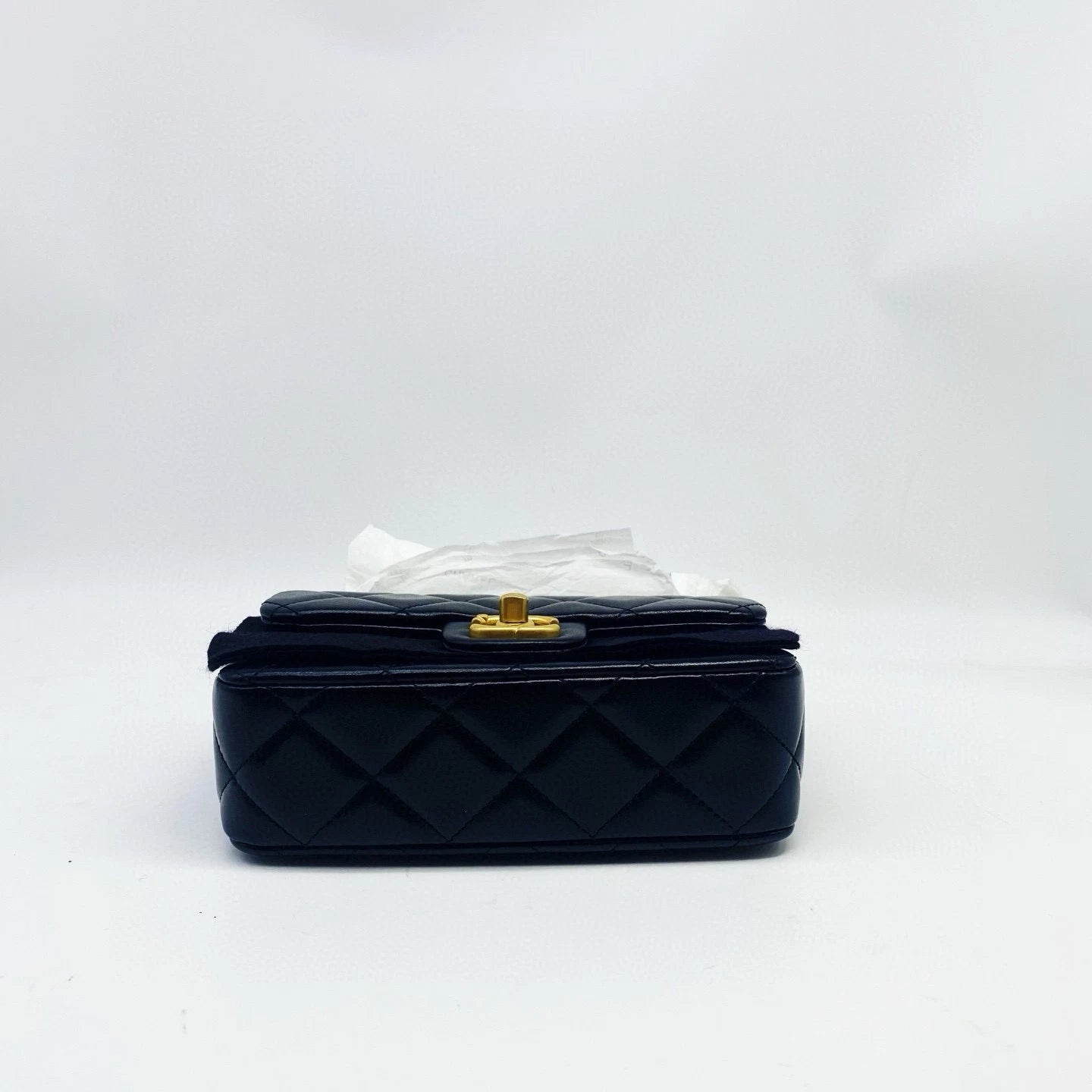 CHANEL Black Lambskin Mini Crossbody Bag Gold Heart Buckle For Women