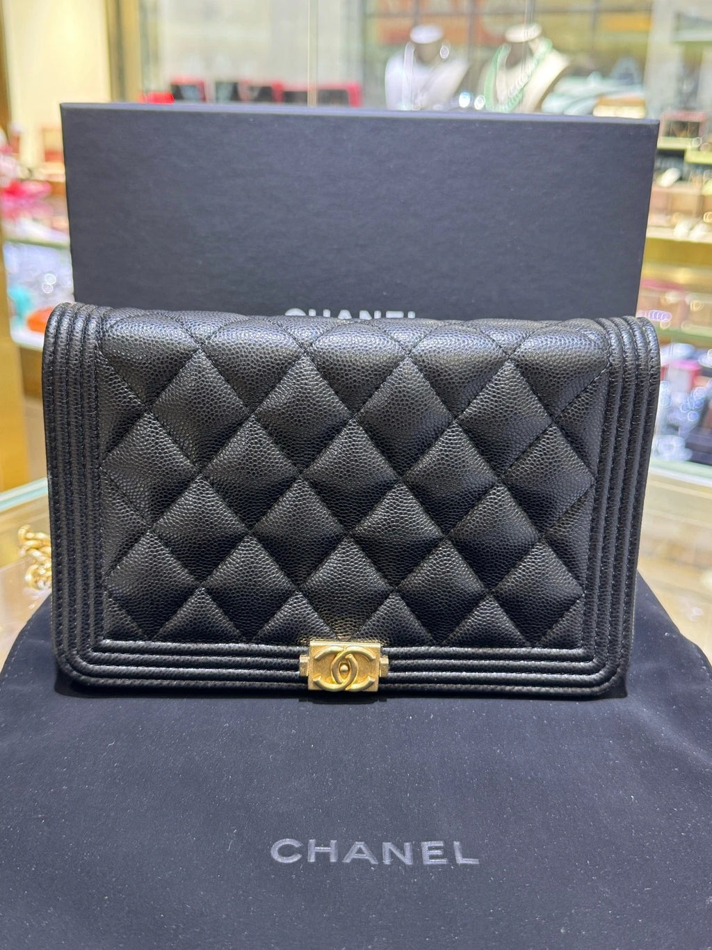 CHANEL Leboy WOC Black Leather Crossbody Bag For Women