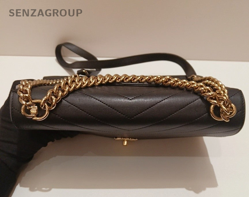 Chanel Envelope Chain Black Gold Shoulder Bag Used Women Classic Fashion