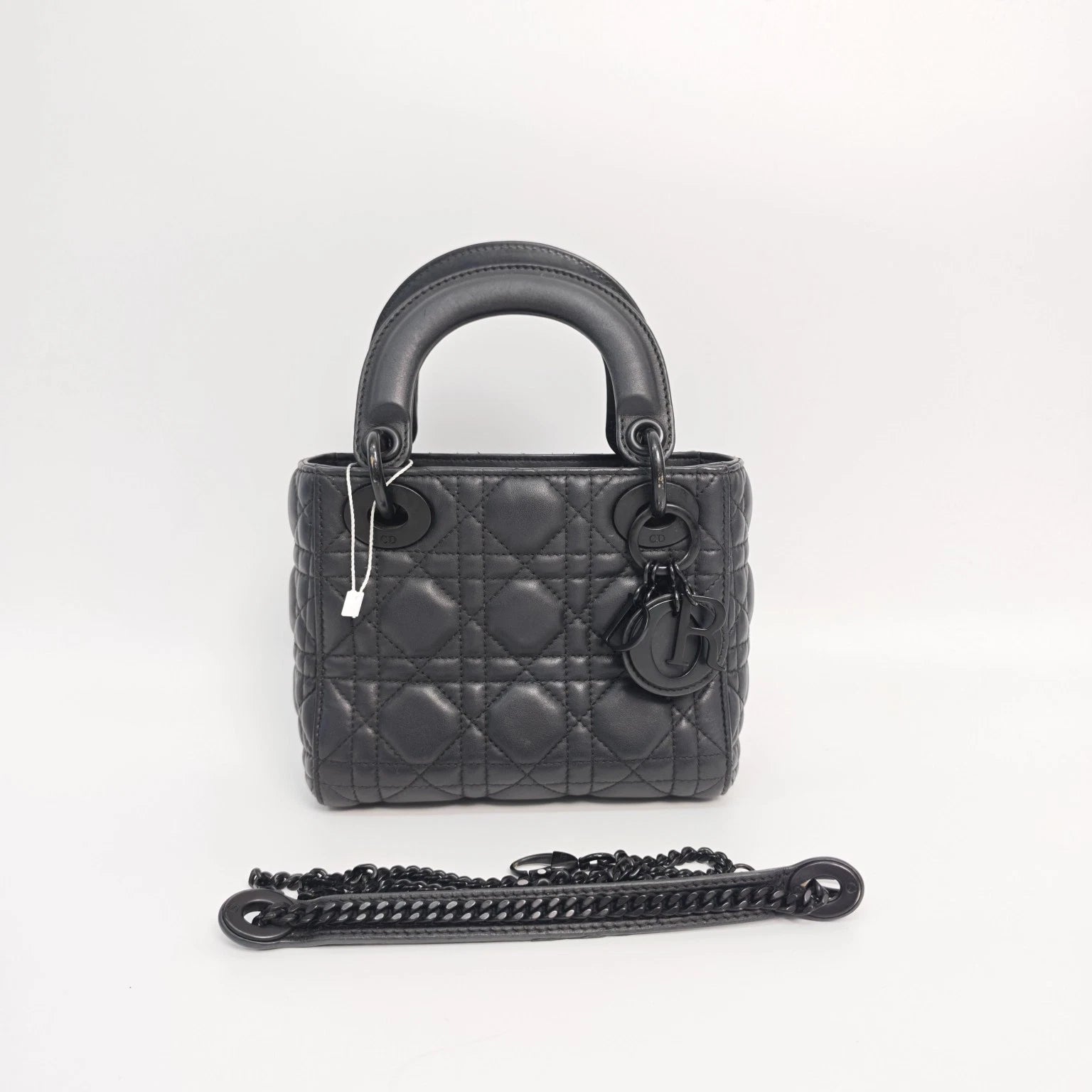 Dior Lady Dior Lambskin Black Top Handle Excellent