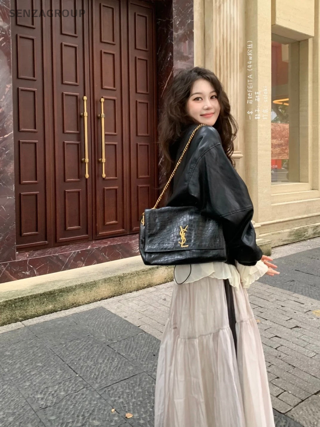 YSL Saint Laurent Kate Alligator pattern with Caramel suede leather Chain bag
